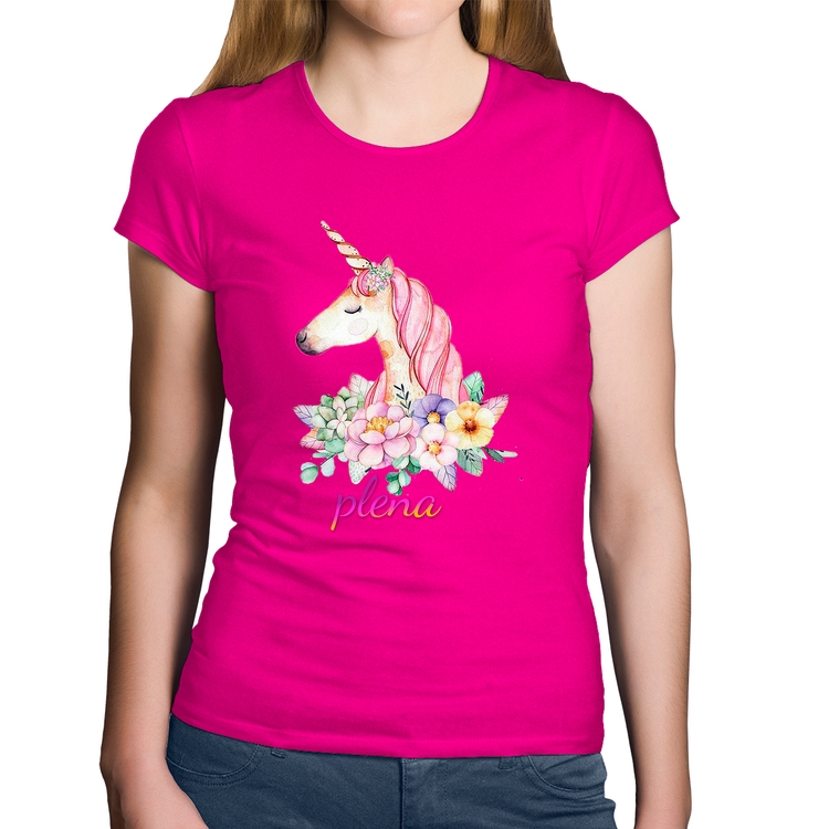 Baby Look Algodão Plena Unicórnio - Rosa