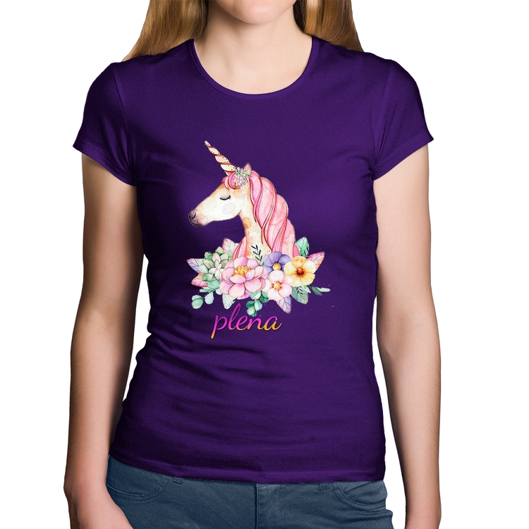 Baby Look Algodão Plena Unicórnio - Roxa