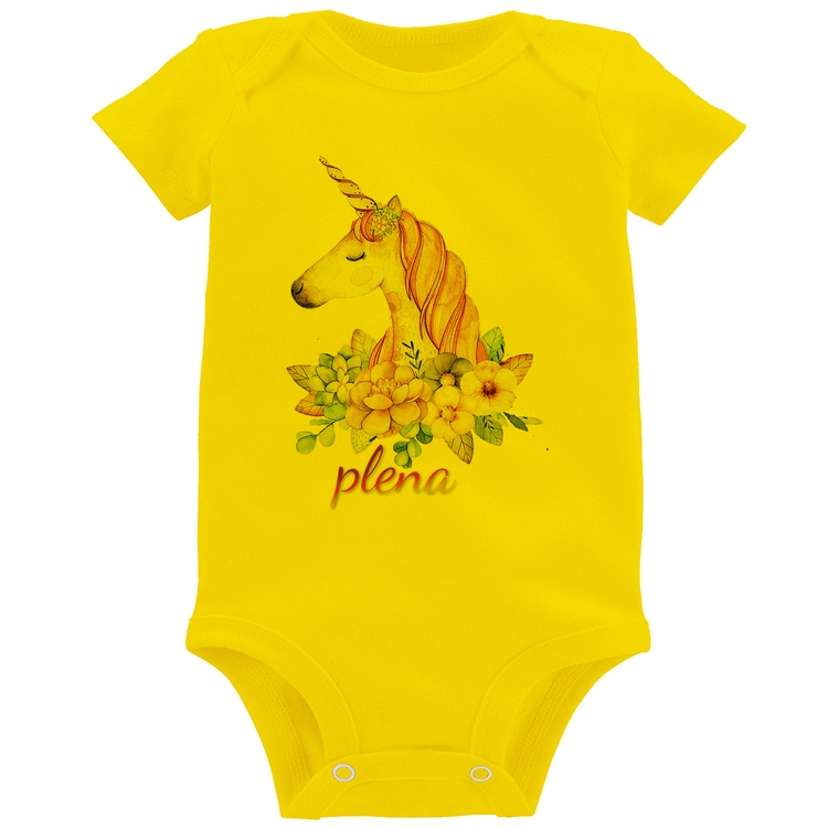 Body Bebê Plena Unicórnio - Amarelo