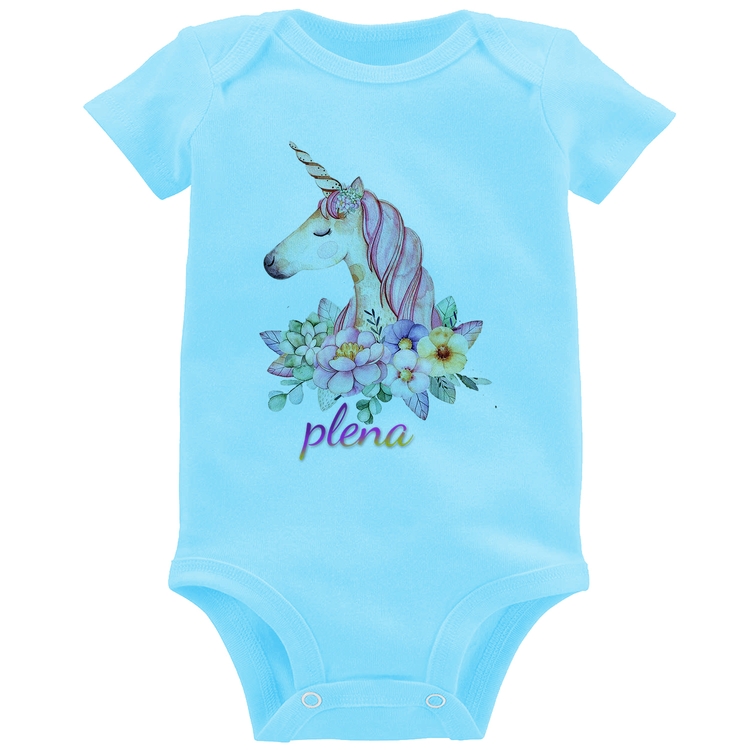 Body Bebê Plena Unicórnio - Azul Bebê