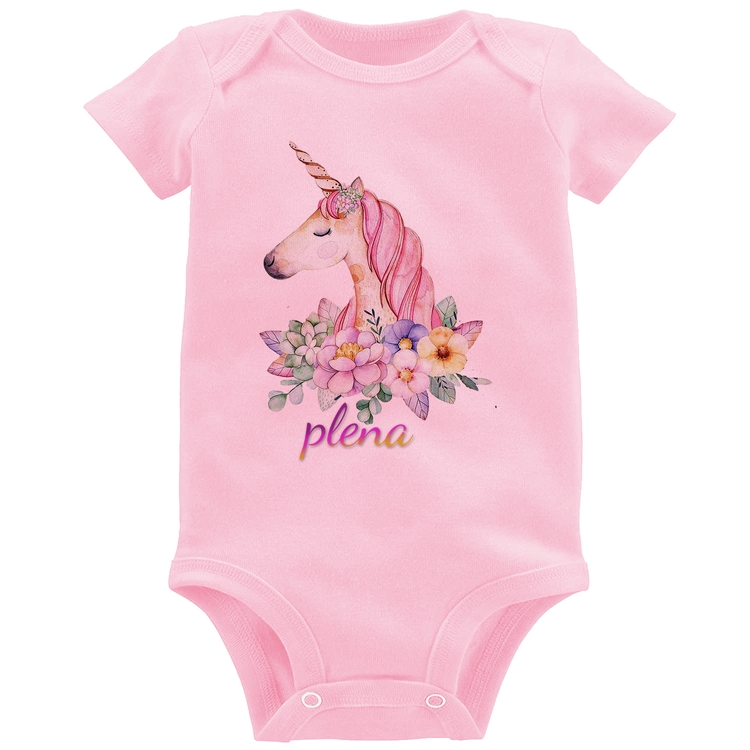 Body Bebê Plena Unicórnio - Rosa Bebê