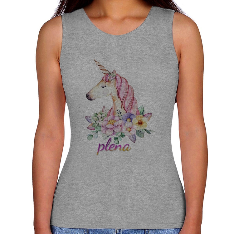 Regata Feminina Plena Unicórnio - Cinza