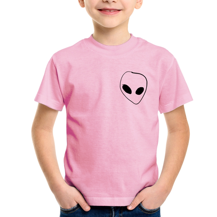 Camiseta Infantil Pocket Alien - Rosa Bebê