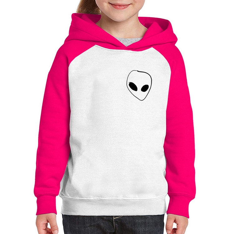 Moletom Infantil Pocket Alien - Branco/Rosa
