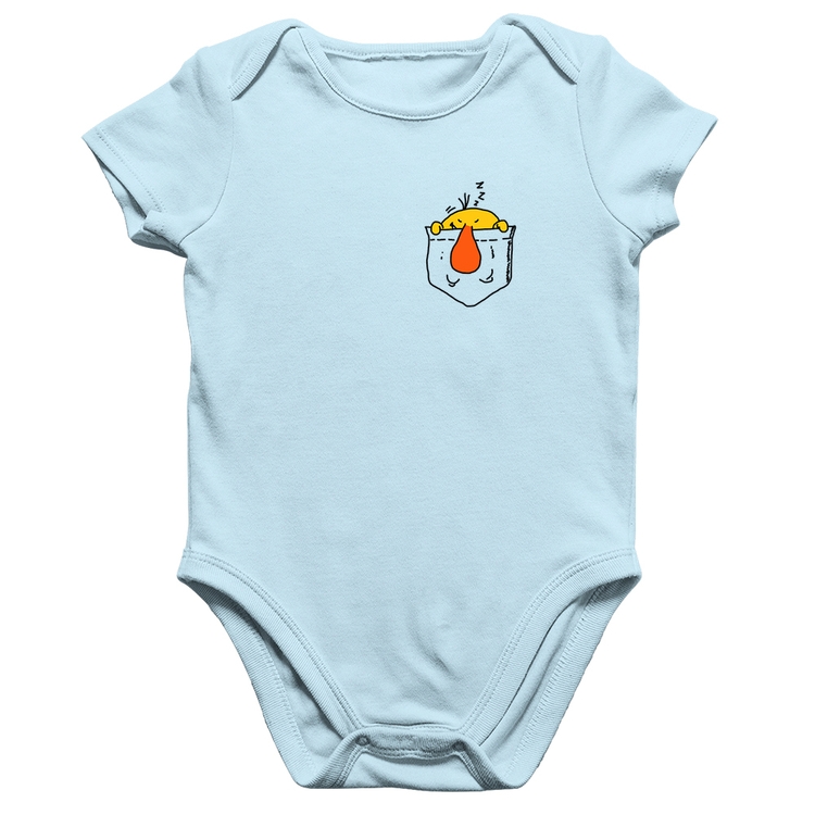 Body Bebê Algodão Pocket Bug - Azul Bebê