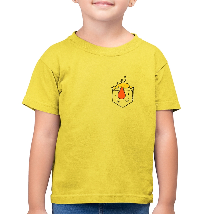 Camiseta Algodão Infantil Pocket Bug - Amarelo Canário