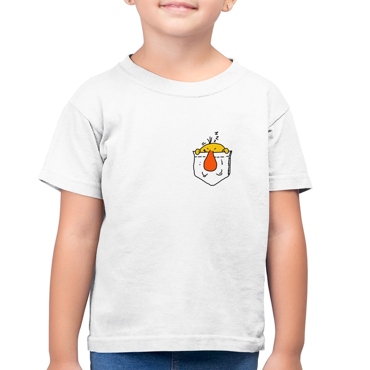 Camiseta Algodão Infantil Pocket Bug - Branca