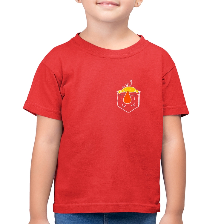 Camiseta Algodão Infantil Pocket Bug - Vermelha
