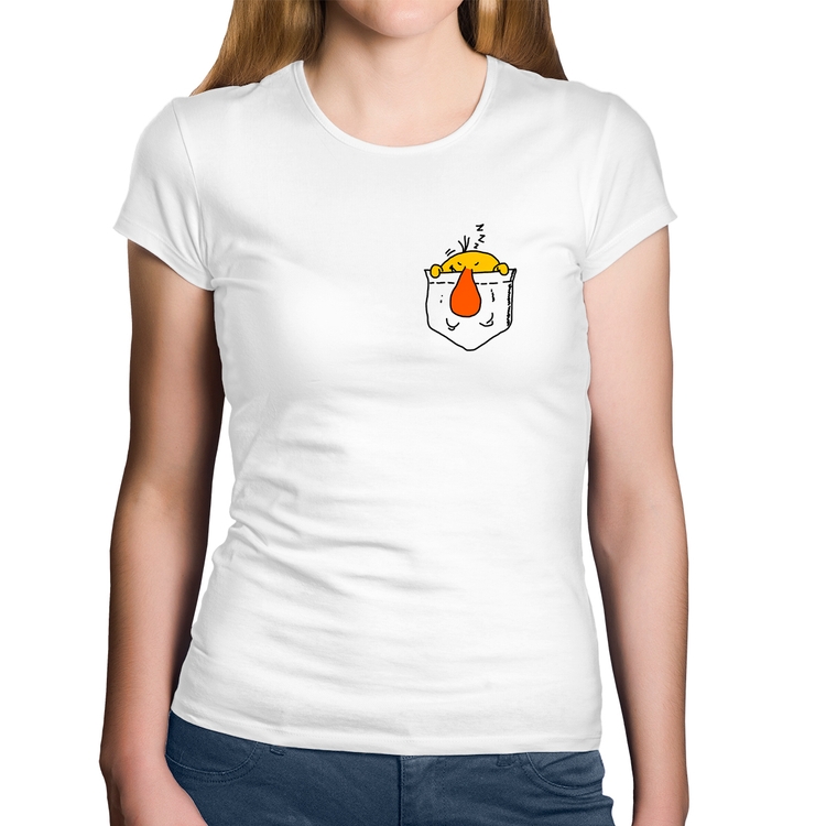 Baby Look Algodão Pocket Bug - Branca