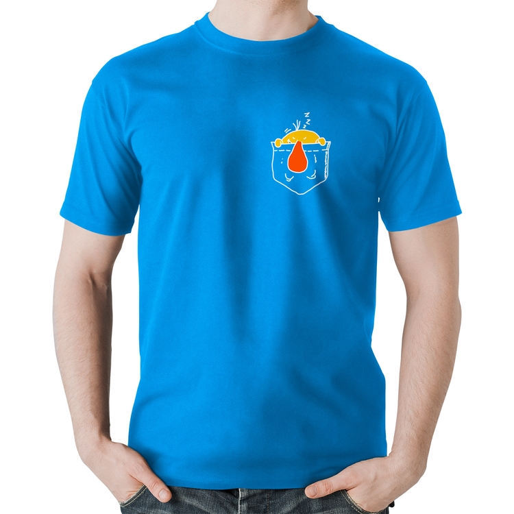 Camiseta Algodão Pocket Bug - Azul