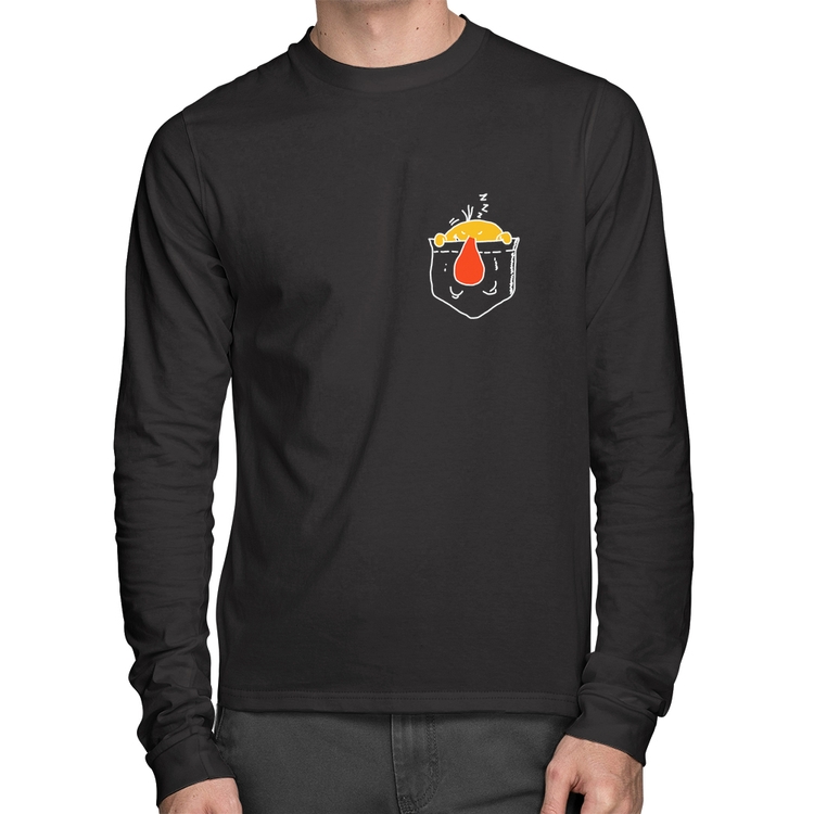 Camiseta Algodão Pocket Bug Manga Longa