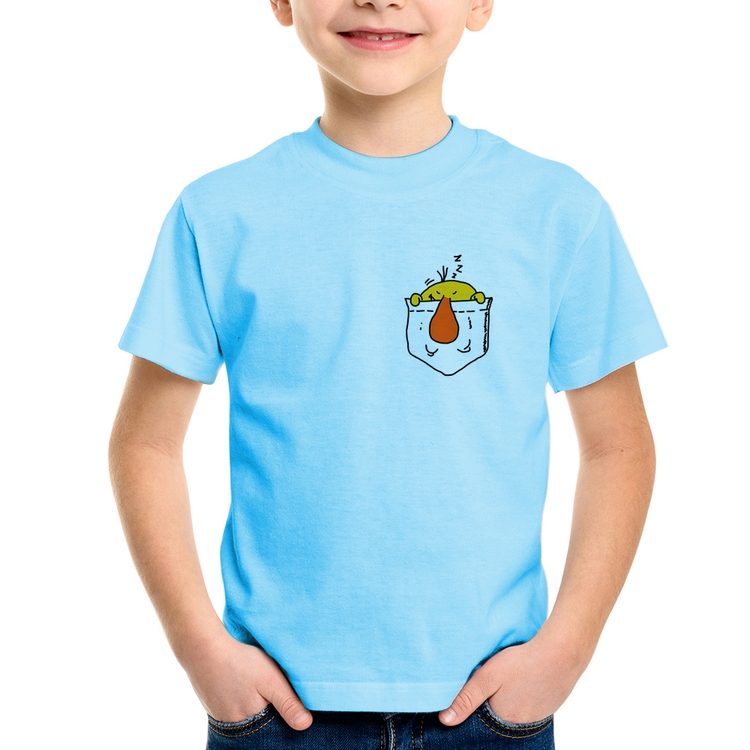 Camiseta Infantil Pocket Bug - Azul Bebê
