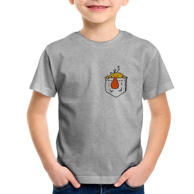 Camiseta Infantil Pocket Bug - Cinza
