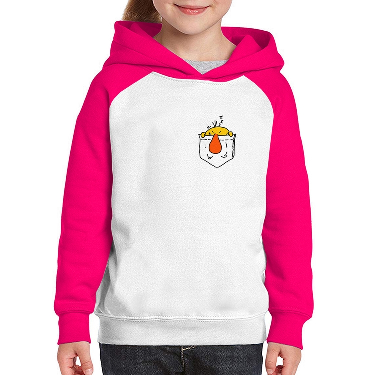 Moletom Infantil Pocket Bug - Branco/Rosa