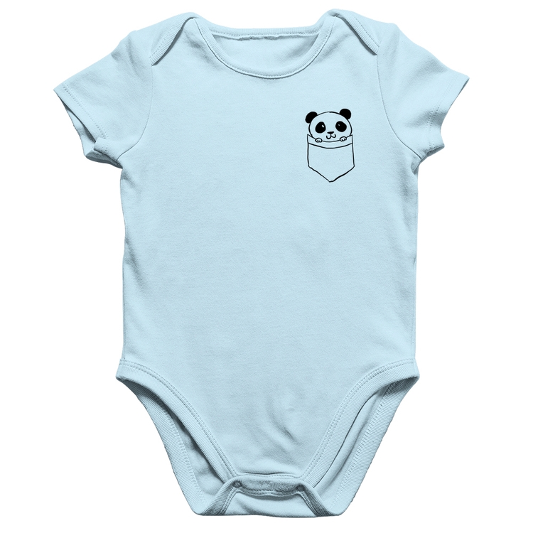 Body Bebê Algodão Pocket Panda - Azul Bebê