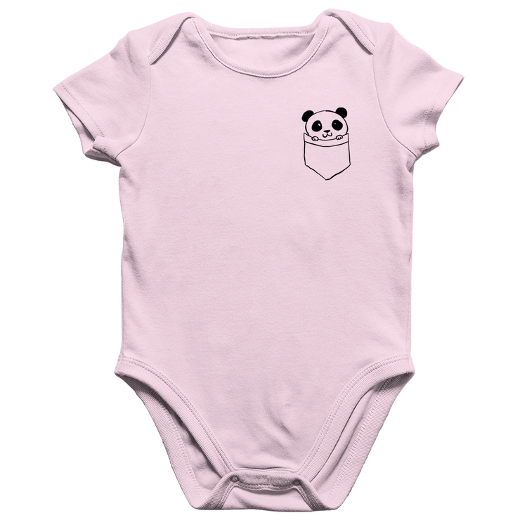 Body Bebê Algodão Pocket Panda - Rosa Bebê