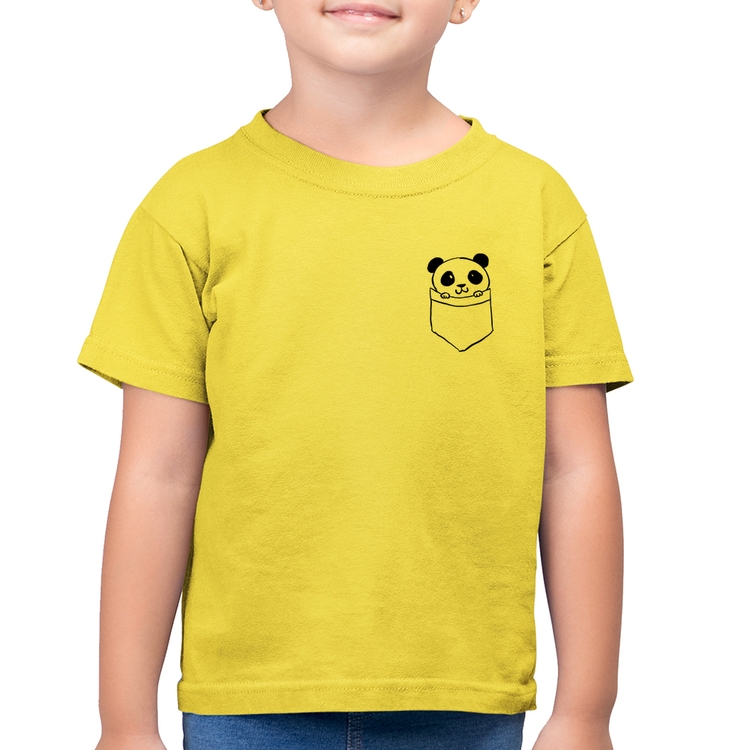 Camiseta Algodão Infantil Pocket Panda - Amarelo Canário