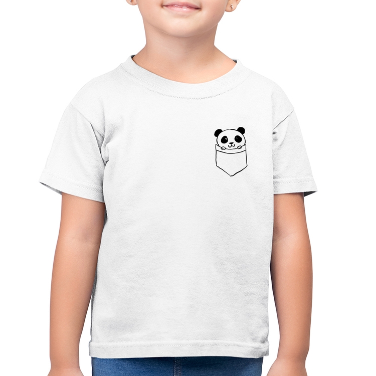Camiseta Algodão Infantil Pocket Panda - Branca
