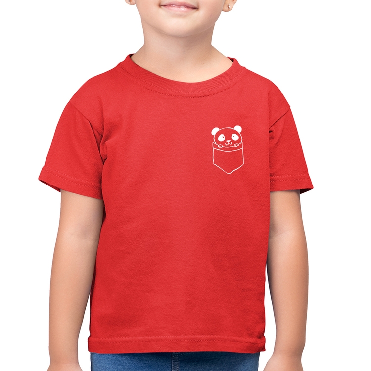 Camiseta Algodão Infantil Pocket Panda - Vermelha