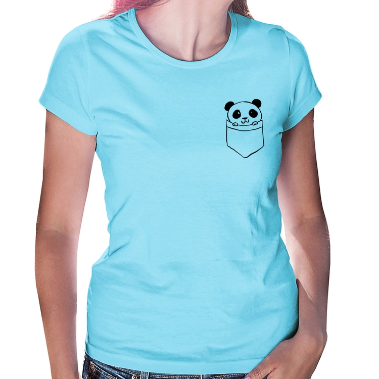 Baby Look Pocket Panda - Azul Bebê