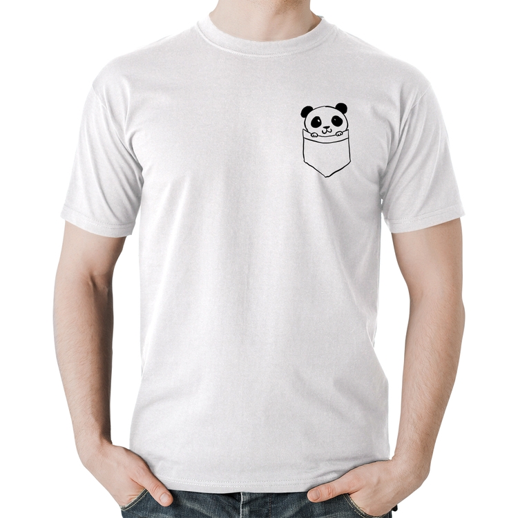 Camiseta Algodão Pocket Panda - Branca