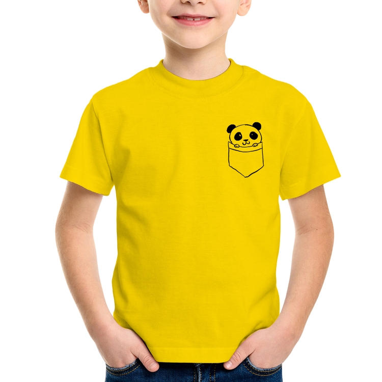Camiseta Infantil Pocket Panda - Amarela