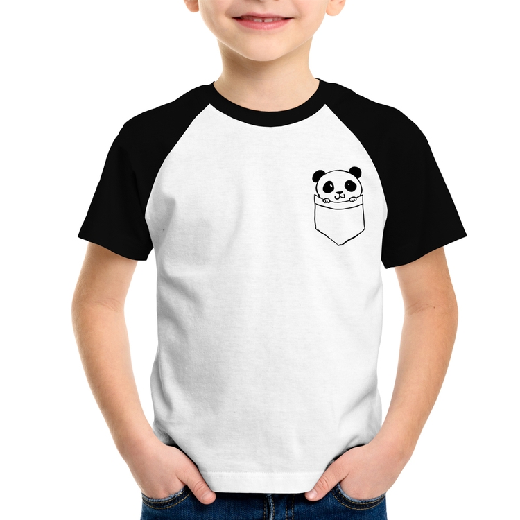 Camiseta Raglan Infantil Pocket Panda
