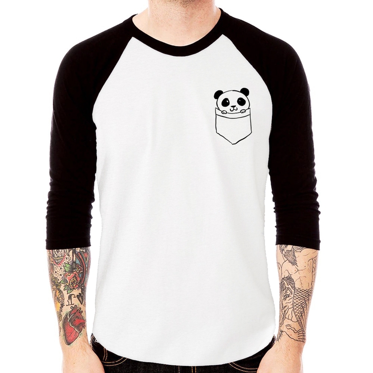 Camiseta Raglan Pocket Panda Manga 3/4