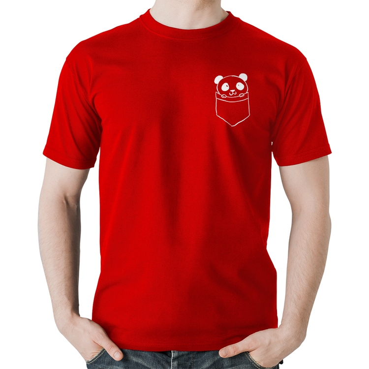 Camiseta Algodão Pocket Panda - Vermelha