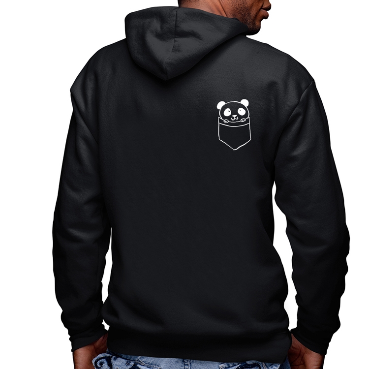Blusa Moletom Pocket Panda Masculina com Capuz e Zíper