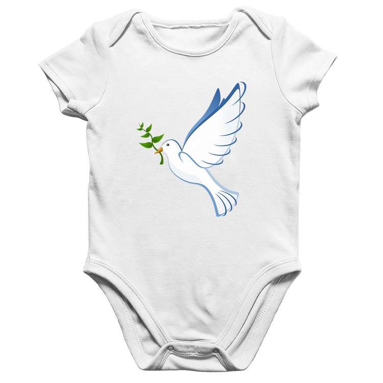 Body Bebê Algodão Pomba da Paz - Branco