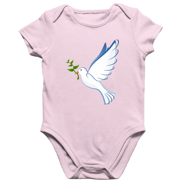 Body Bebê Algodão Pomba da Paz - Rosa Bebê