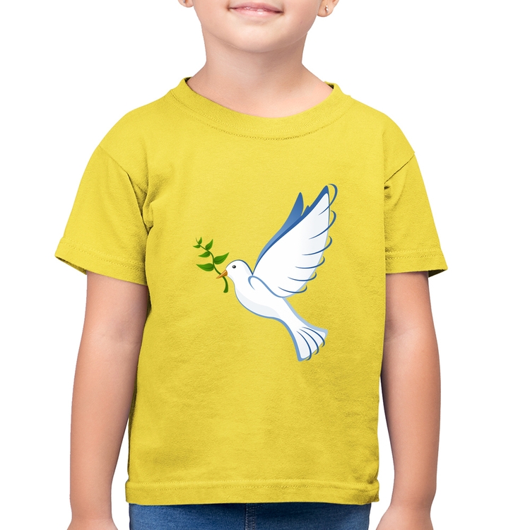 Camiseta Algodão Infantil Pomba da Paz - Amarelo Canário