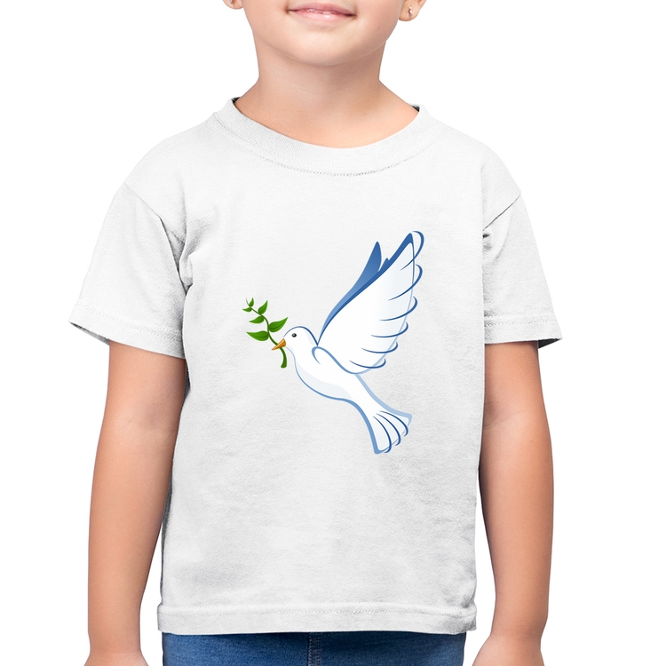 Camiseta Algodão Infantil Pomba da Paz - Branca
