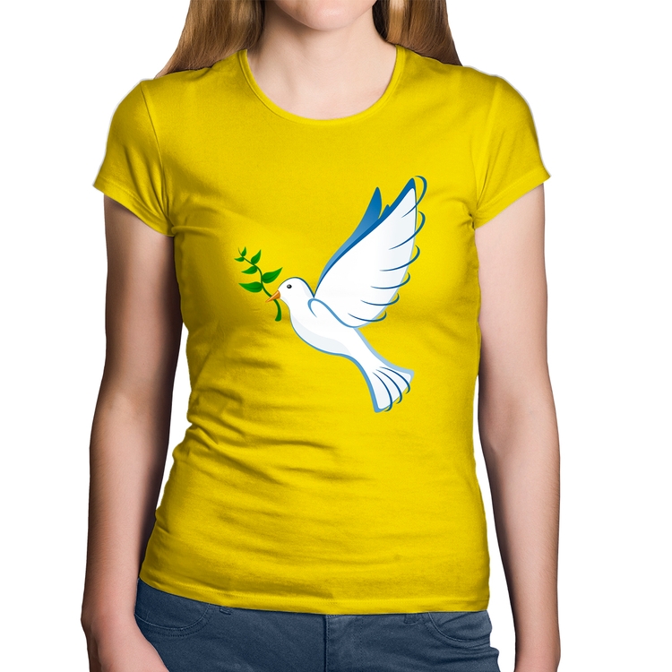 Baby Look Algodão Pomba da Paz - Amarela