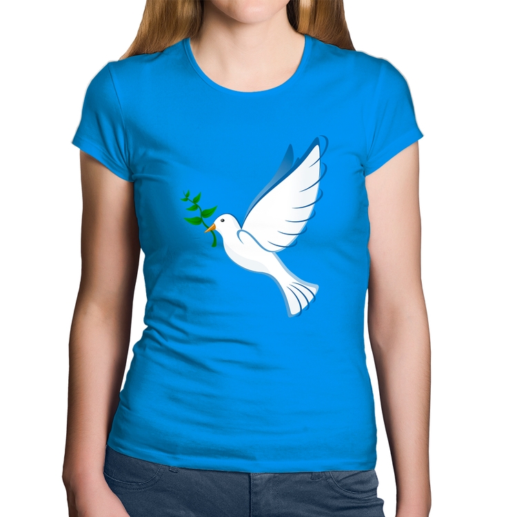 Baby Look Algodão Pomba da Paz - Azul