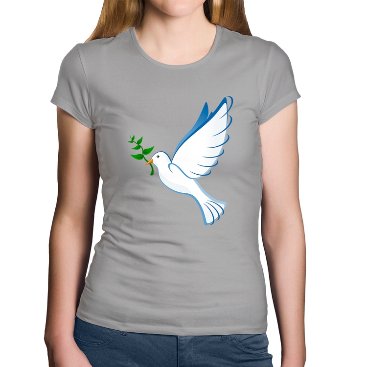 Baby Look Algodão Pomba da Paz - Cinza