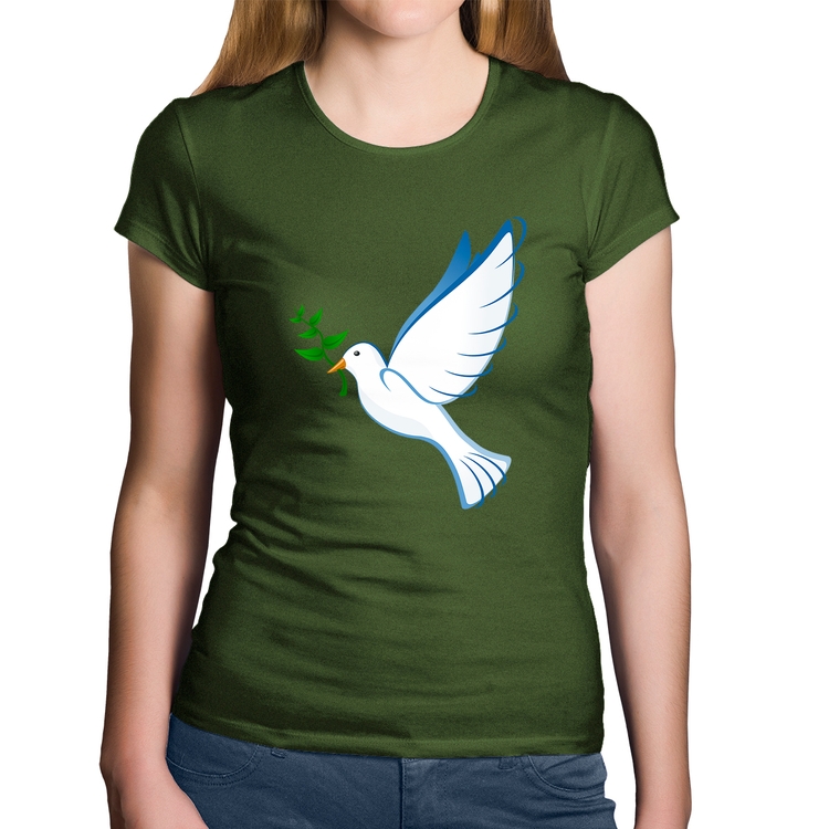 Baby Look Algodão Pomba da Paz - Musgo