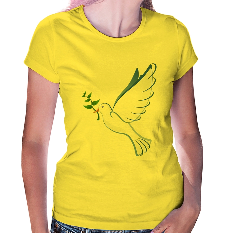 Baby Look Pomba da Paz - Amarela