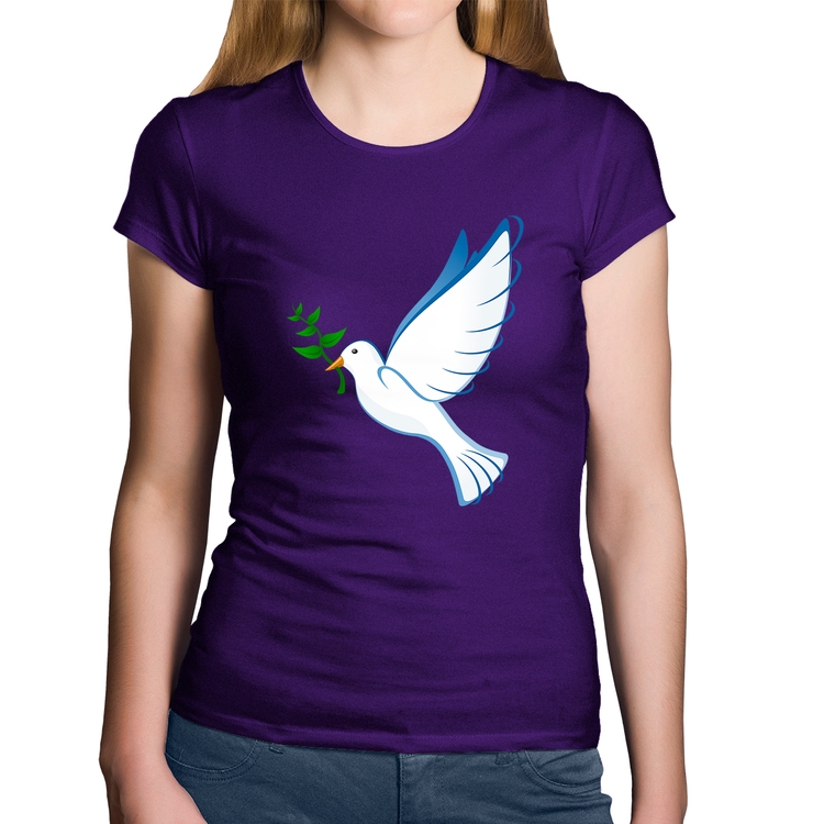 Baby Look Algodão Pomba da Paz - Roxa