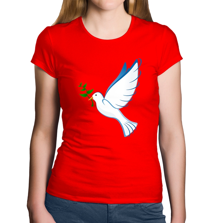 Baby Look Algodão Pomba da Paz - Vermelha