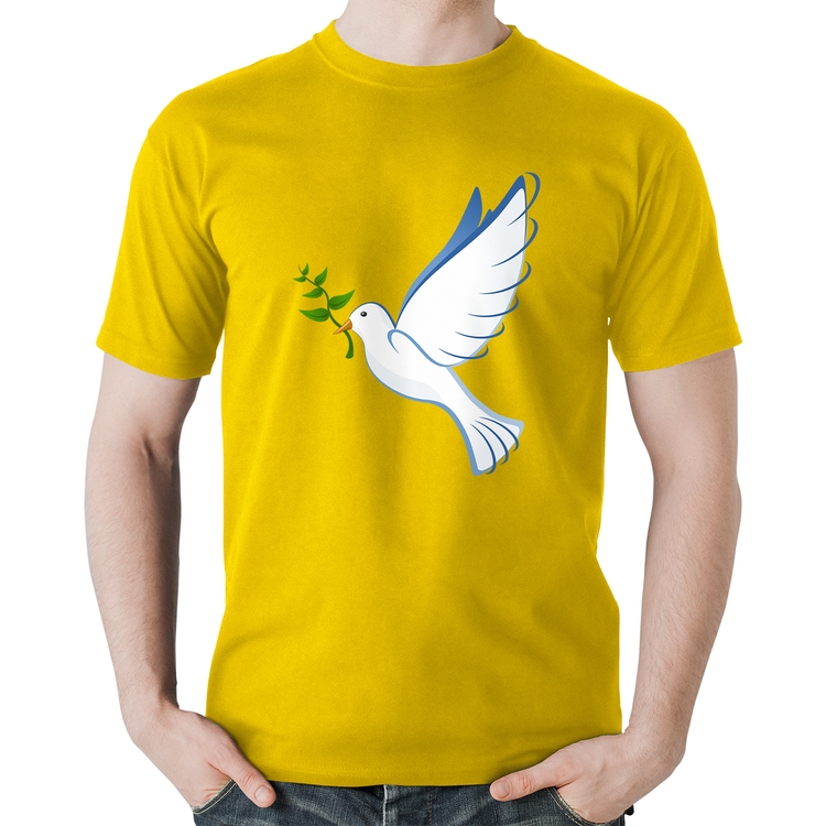 Camiseta Algodão Pomba da Paz - Amarela