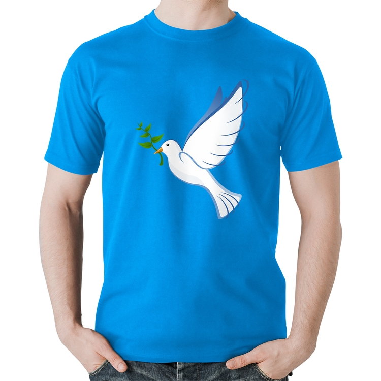 Camiseta Algodão Pomba da Paz - Azul