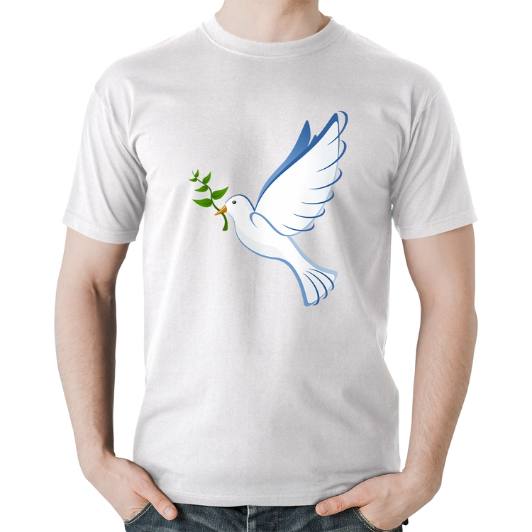 Camiseta Algodão Pomba da Paz - Branca