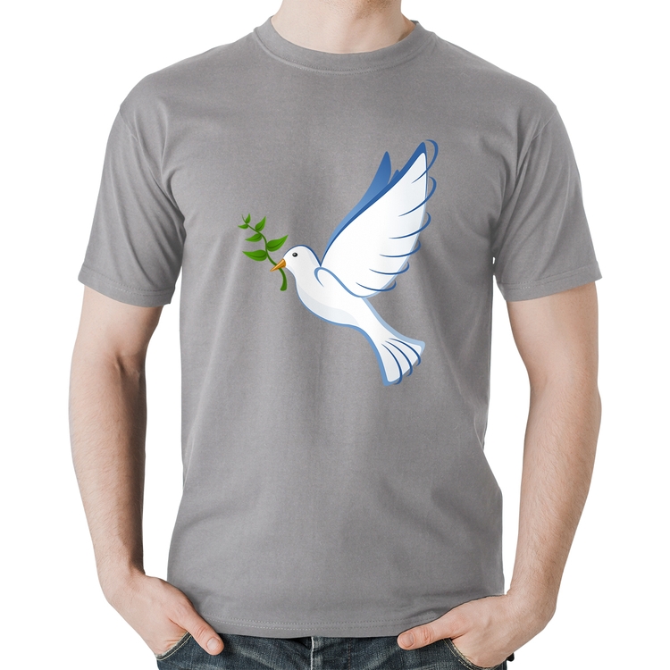 Camiseta Algodão Pomba da Paz - Cinza