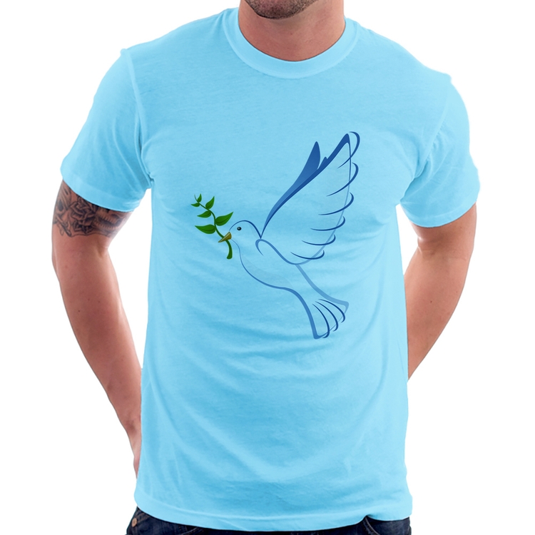 Camiseta Pomba da Paz - Azul Bebê
