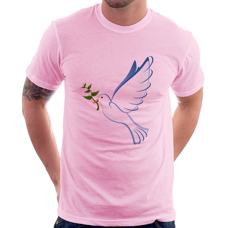Camiseta Pomba da Paz - Rosa Bebê