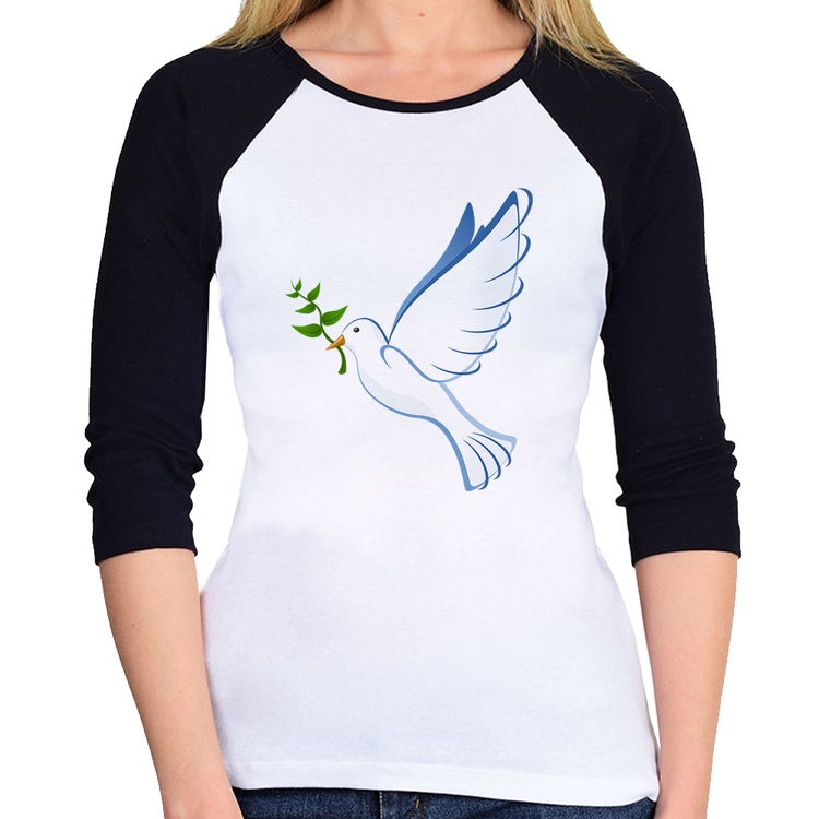 Baby Look Raglan Pomba da Paz Manga 3/4