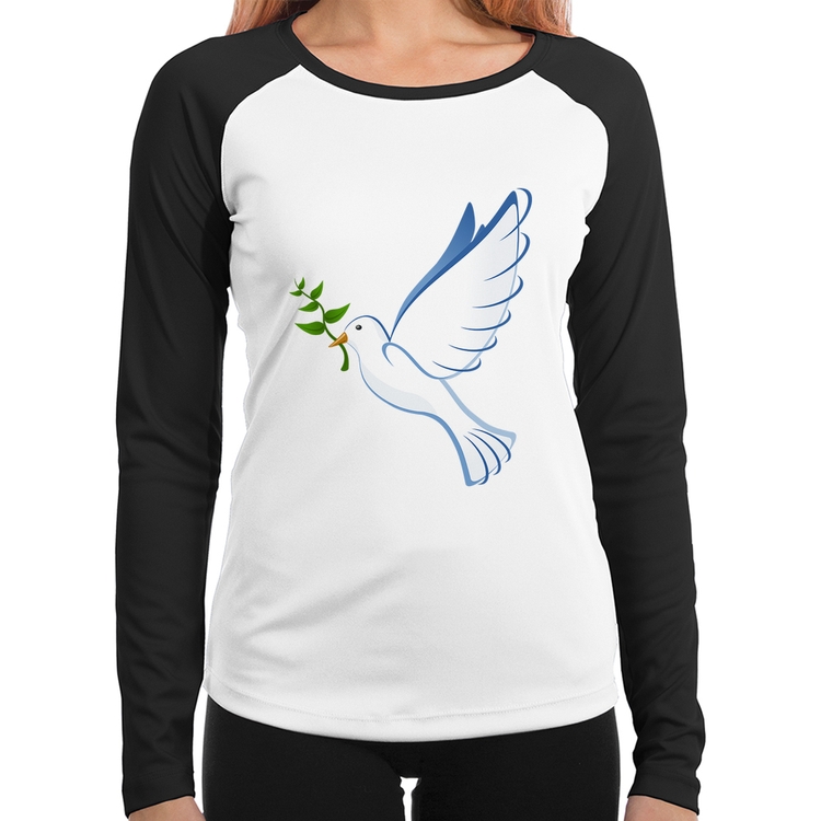 Baby Look Raglan Pomba da Paz Manga Longa