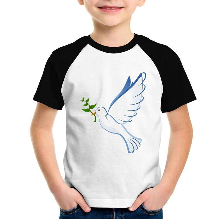 Camiseta Raglan Infantil Pomba da Paz